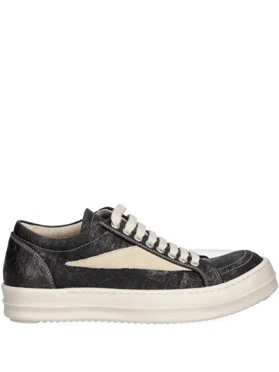 Rick Owens Drkshdw Vintage Sneaks Metallic-effect Sneakers In Black