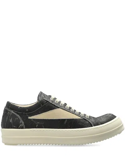 Rick Owens Drkshdw Vintage Sneaks Panelled Lace-up Sneakers In Black