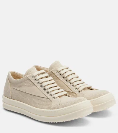 Rick Owens Drkshdw Vintage Suede-trimmed Canvas Sneakers In White