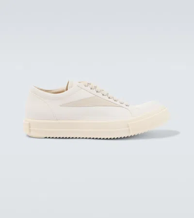 Rick Owens Drkshdw Vintage Suede-trimmed Denim Sneakers In Neutral