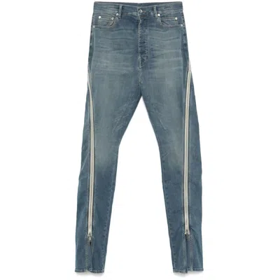 Rick Owens Drkshdw Volan Banana High-rise Denim Pants In Washed Indigo