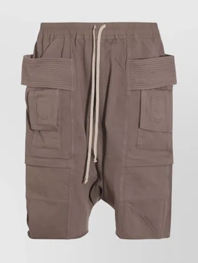 Rick Owens Drkshdw Waistband Elastic Knee Length Ribbed Pockets In Brown