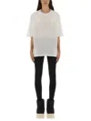 Rick Owens Drkshdw Asymmetrical-hem Organic Cotton Top In Neutral