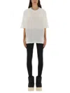 Rick Owens Drkshdw Asymmetrical-hem Organic Cotton Top In White