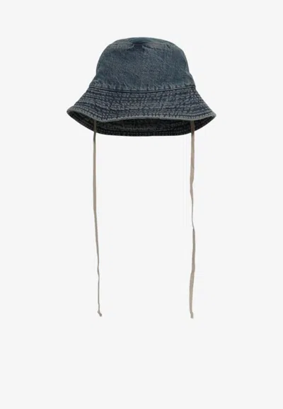 Rick Owens Drkshdw Washed Denim Bucket Hat In Blue