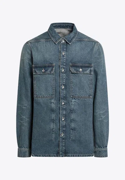 Rick Owens Drkshdw Washed Denim Jacket In Blue