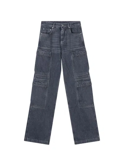 Rick Owens Drkshdw Ausgeblichene Cargo-jeans In Black