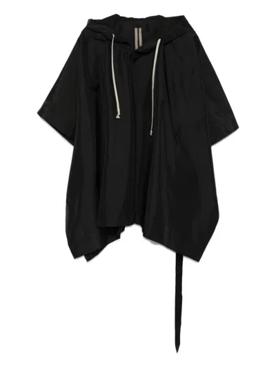 Rick Owens Drkshdw Waterproof Cape With Hood In Black