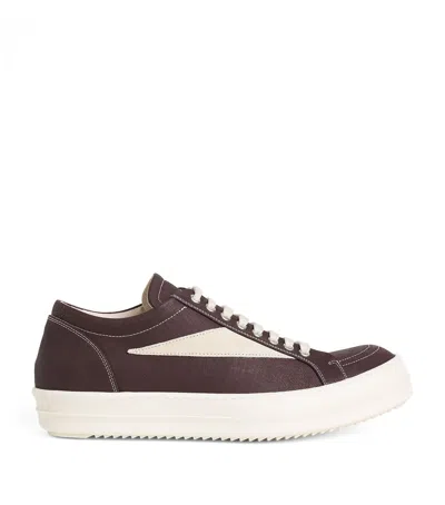 RICK OWENS DRKSHDW WAXED CANVAS VINTAGE LOW-TOP SNEAKERS