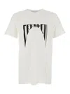 Rick Owens Drkshdw White Crewneck T-shirt With Logo Print On The Front In Cotton Man In White