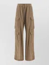 Rick Owens Drkshdw Wide Leg Cargo Pants With Elastic Waist In Brown