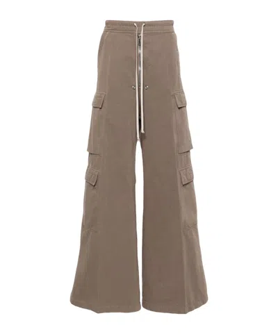 Rick Owens Drkshdw Wide-leg Cotton Cargo Trousers In Brown