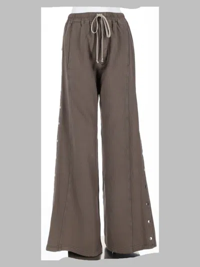 Rick Owens Drkshdw Wide-leg Charcoal Trousers With Elastic Waistband And Snap Button Details In Multi
