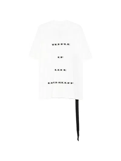 Rick Owens Drkshdw Crew Neck T-shirt With Front Print In White