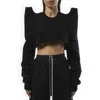 Rick Owens Drkshdw Women's Cropped Tec Sweater In Black
