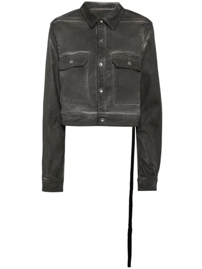 Rick Owens Drkshdw Cape-sleeve Denim Jacket In 78 Dark Dust