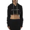 Rick Owens Drkshdw Hoodie Short Drawstring Detail In Black/milk
