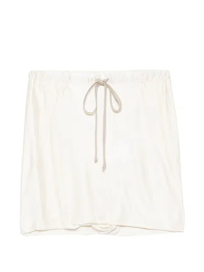 Rick Owens Drkshdw Women's Mini T-shirt Shorts With Drawstring Waist And Double-layer Side Pockets ( In Bianco