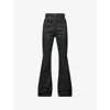 Rick Owens Drkshdw Womens Black Wax Bolan Bootcut Coated-denim Jeans In Multi