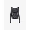 Rick Owens Drkshdw Womens Black Wax Tec Coated-denim Top In Black