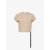 Rick Owens Drkshdw Womens Dirty Pearl Cropped Small Level Cotton T-shirt In Neutral