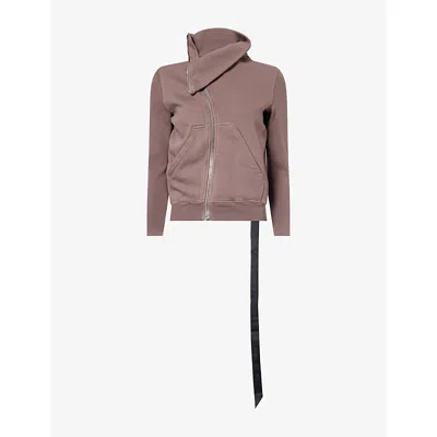 Rick Owens Drkshdw Womens Mountain Zipped Cotton Sweatshirt Grape Xs In Neutral