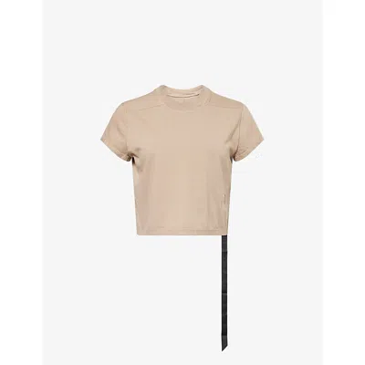 Rick Owens Drkshdw Womens Dirty Pearl Cropped Small Level Cotton T-shirt In Nude