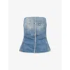 Rick Owens Drkshdw Womens Strapless Denim Bustier Top Washed Indigo In Washed Indigo
