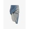 Rick Owens Drkshdw Womens Washed Indigo Twisted Front-slit Denim Midi Skirt Xs In Washed Indigo