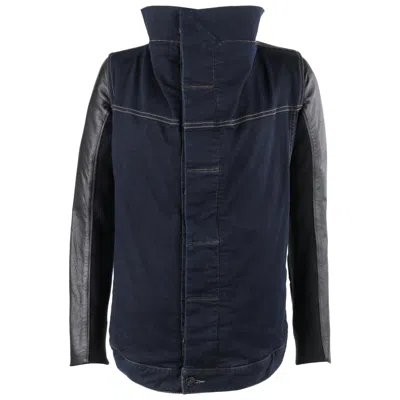 Pre-owned Rick Owens Drkshdw Wrapped “robot” Denim Leather Moto Asymmetrical Jacket In Black