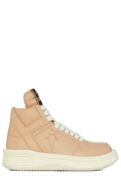 Rick Owens Drkshdw Tan Converse Edition Turbowpn Mid Sneakers In Pink