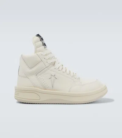 Rick Owens Drkshdw X Converse Turbowpn Leather Sneakers In White