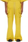 Rick Owens Drkshdw Yellow Concordians Wide Creatch Drawstring Cargo Pants In Yellow