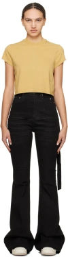 Rick Owens Drkshdw Yellow Cropped T-shirt In 42 Mustard