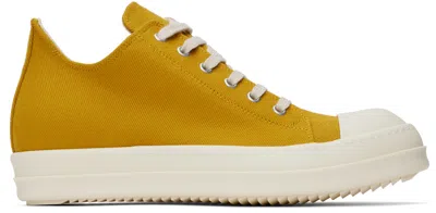 Rick Owens Drkshdw Yellow Porterville Low Sneaks Sneakers In 9211 Ochre/milk/milk