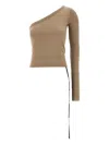 Rick Owens Drkshdw Ziggy Asymmetric-neckline T-shirt In Brown