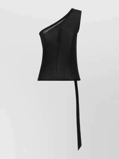 Rick Owens Drkshdw Ziggy Asymmetric Sleeveless Sheer Side Tie Top In Black