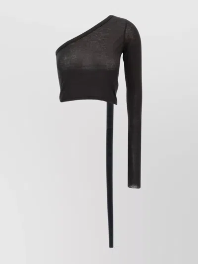 RICK OWENS DRKSHDW 'ZIGGY' SHEER ONE-SHOULDER CROPPED TOP