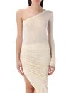 Rick Owens Drkshdw Asymmetrical Single Shoulder Ziggy Top In Beige