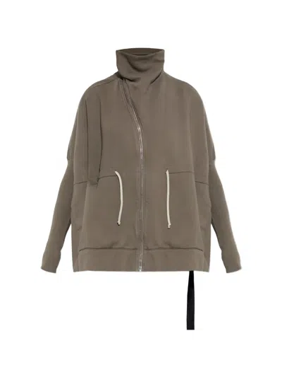 Rick Owens Drkshdw Zip Cotton Sweater In Green