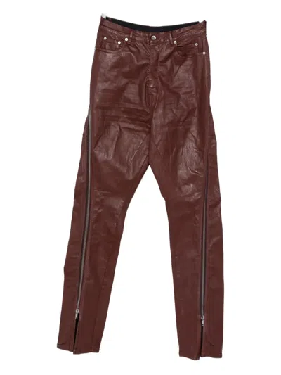 Rick Owens Drkshdw Zip-detail Leather Jeans In Brown