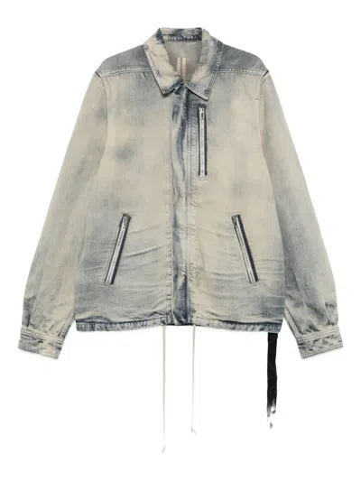 Rick Owens Drkshdw Zip-fastening Drawstring Jacket In Blue