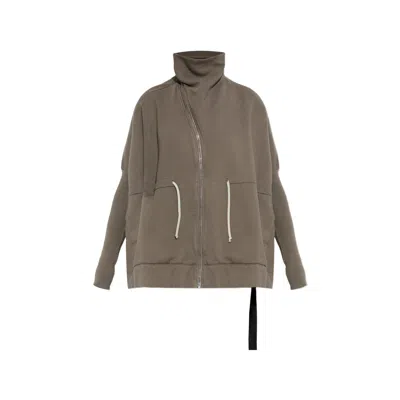 Rick Owens Drkshdw Zip Fastening Funnel Neck Sweatshirt In Brown