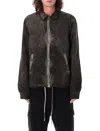 Rick Owens Drkshdw Zip Front Textured Jacket With Side Pockets In Black