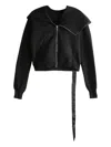 Rick Owens Drkshdw Full Hooded Long Sleeve Zip Cardigan In Black