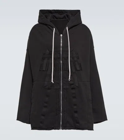 Rick Owens Drkshdw Zip-up Cotton Hoodie In Black