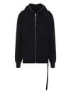 Rick Owens Drkshdw Gimp Zip-up Hooded Sweatshirt In Black