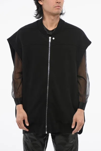 Rick Owens Drkshdw Zip-up Jersey Vest With Oversized Design In Black