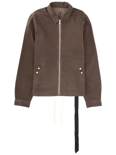 Rick Owens Drkshdw Zipfront Cotton Sports Jacket For Men In Brown