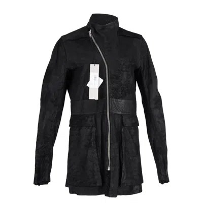 Rick Owens Drkshdw Zipped Jacket With Pockets In Black Blistered Lamb Leather